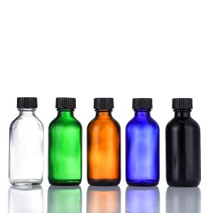 product image 480ml Blue Cosmetic Bottle,Cylinder Boston Glass Oil Bottles SK-BBGB004