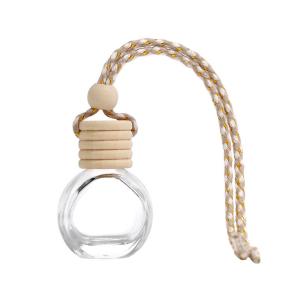 Flat Round 10ML Car air Freshener Hanging Aroma Diffuser Perfume Bottle with Wooden Lid