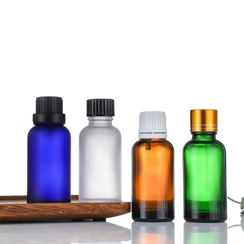 Frosted Blue Empty Cosmetic Oil Dropper Glass Bottles