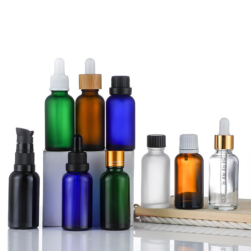 30ml Black Empty Cosmetic Serum Glass Bottle with Cream Pump