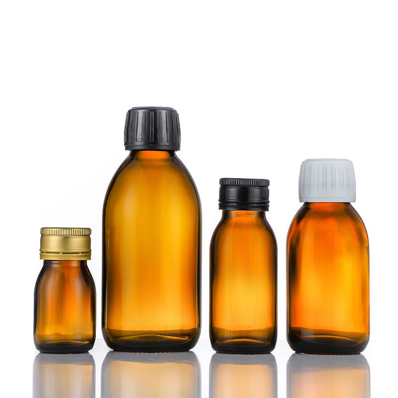 500ml Amber Pharma Oral Liquid Glass Bottle,Round Bottle for Medicine Liquid Syrup