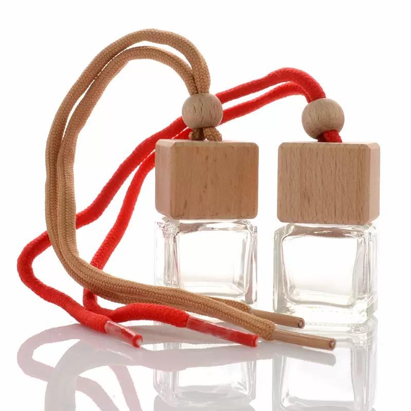 Empty 8ml Air Freshener Bottle ,Clear Glass Car Perfume Bottles with Wood Screw Cap