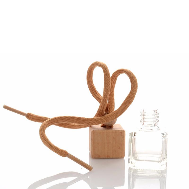 Empty 8ml Air Freshener Bottle ,Clear Glass Car Perfume Bottles with Wood Screw Cap