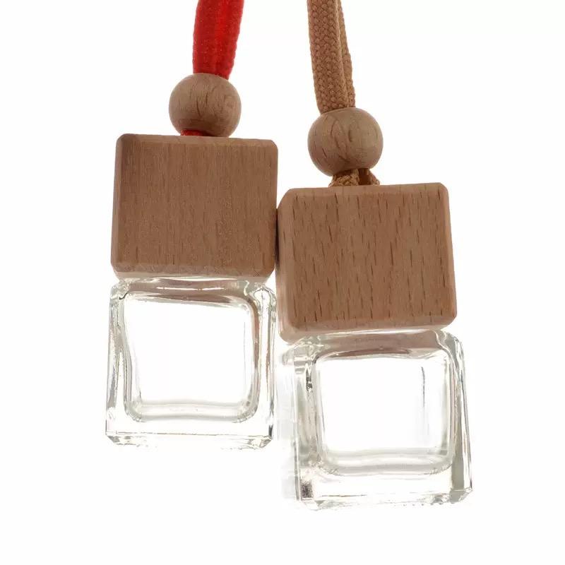 Empty 8ml Air Freshener Bottle ,Clear Glass Car Perfume Bottles with Wood Screw Cap