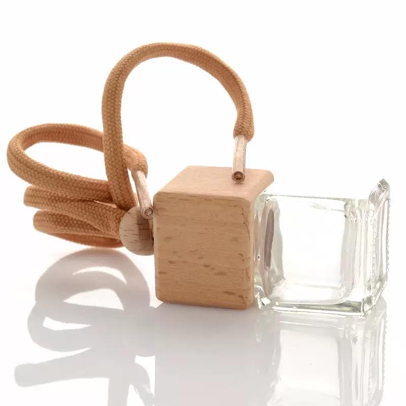 Empty 8ml Air Freshener Bottle ,Clear Glass Car Perfume Bottles with Wood Screw Cap