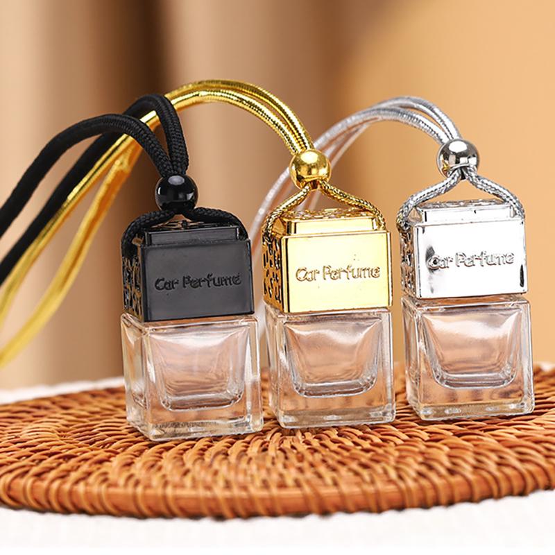Glass Car Perfume Bottles Pendant, 8ml Perfume Empty Hanging Car Diffuser Bottle