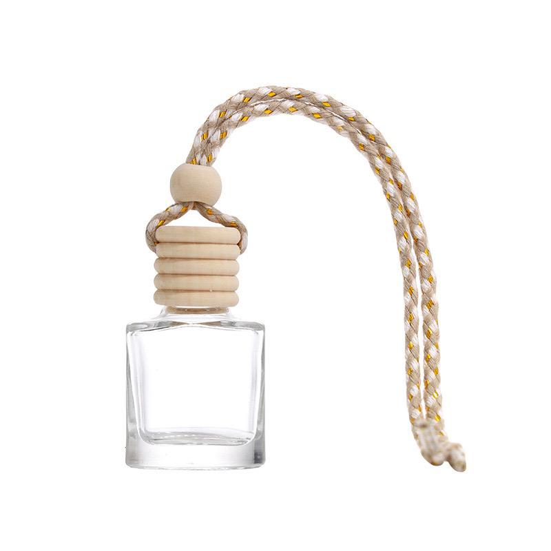 Luxury Empty Glass Bottle 8ml Car Diffuser Fragrance Air Freshener Perfume Bottle with Wooden Lid