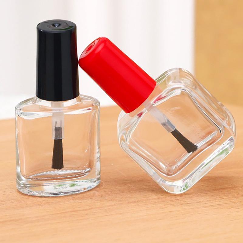 Square Glass Nail Polish Bottle 10ML Empty Gel Nail Polish Bottle With Brush