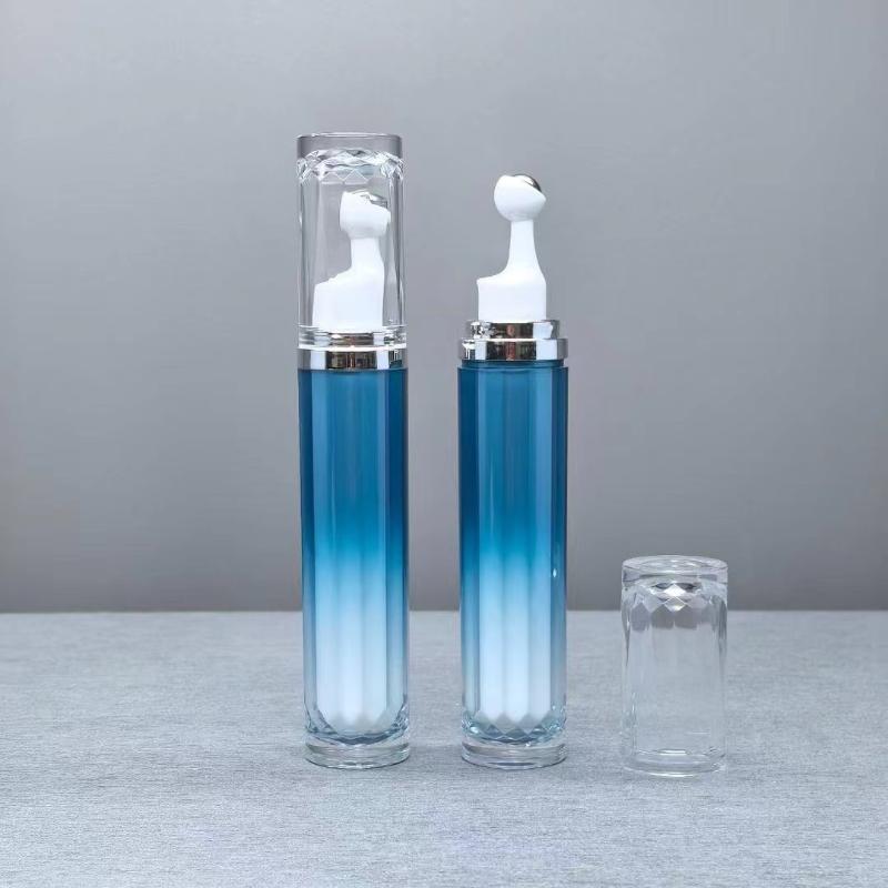 Cosmetic Packing Container 15ml 20ml Plastic Tube Stainless Steel Roll on Ball Massage Airless Bottle