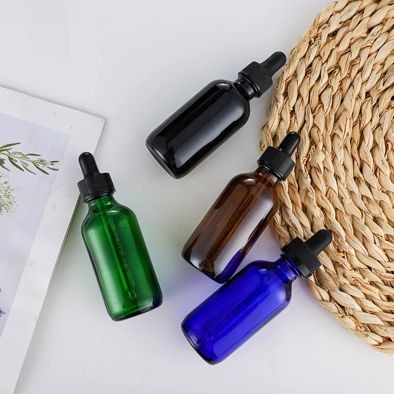 30ml Black Empty Cosmetic Serum Glass Bottle with Cream Pump