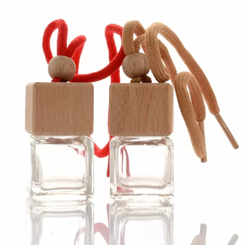 Empty 8ml Air Freshener Bottle ,Clear Glass Car Perfume Bottles with Wood Screw Cap