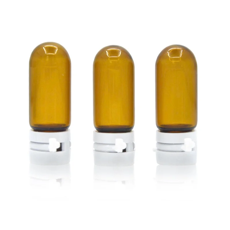 2ml Small Fine Oil Bottle Light Amber Round Bottle Glass Vial,5ml Essential Oil Tube Bottles with Cap