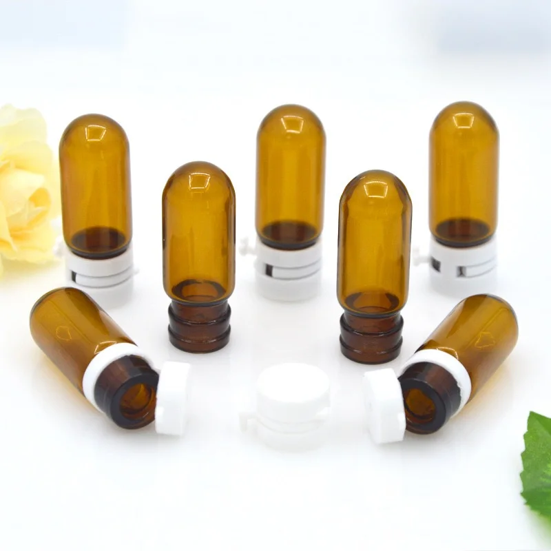 2ml Small Fine Oil Bottle Light Amber Round Bottle Glass Vial,5ml Essential Oil Tube Bottles with Cap