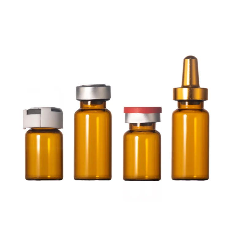 Empty Brown Glass Injection Vials 5ml Glass Penicilline Bottle with Silicone Cork