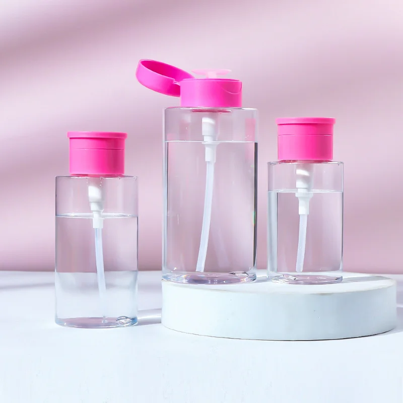 product image 150ml 200ml for Cylinder PET Bottles with Pink Flip Top Pump for Toner and Cleanser Custom Logo TP-PETJ03