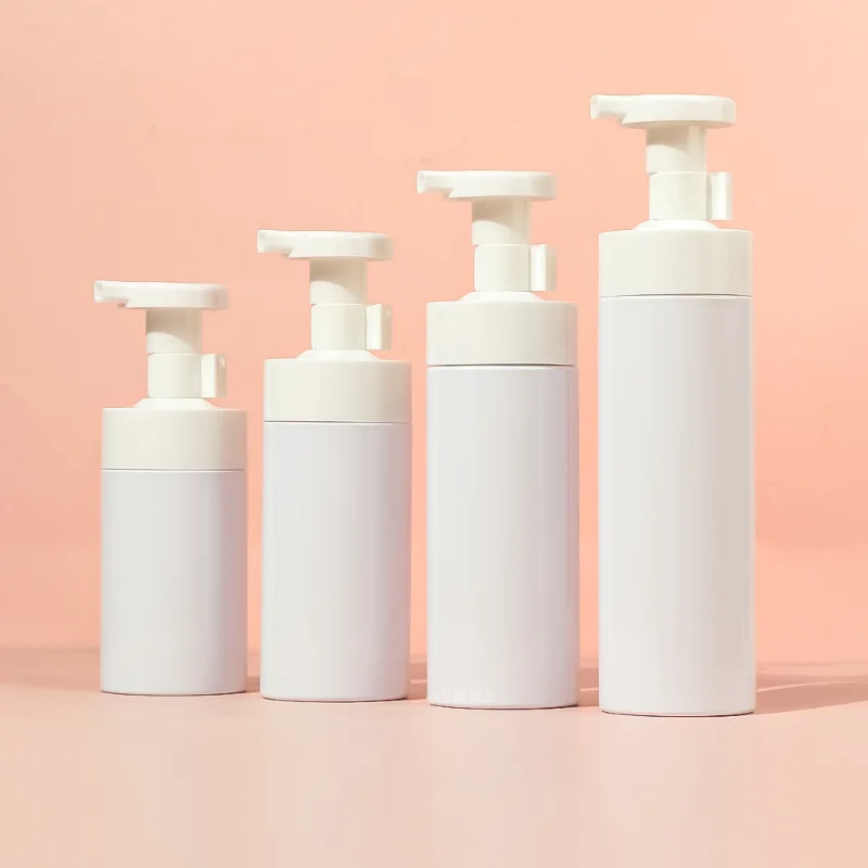 product image New Empty 250ml 300ml PET Plastic Transparent White Mousse Foam Pump Bottles for Facial Cleanser or Shampoo TP-PETJ012