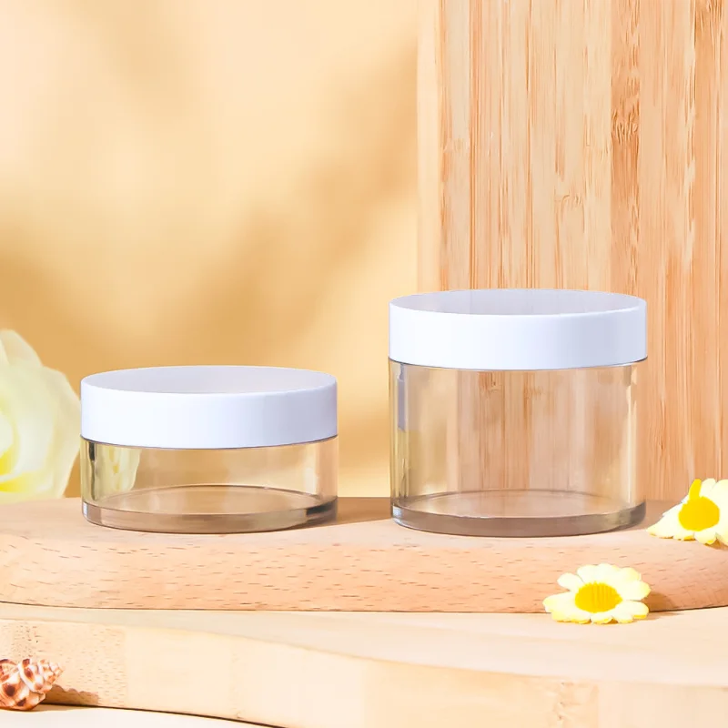Custom Cream Bottle 50g 100g Screw Cap Luxury Empty Cream Jar in Transparent Color with Wide Mouth Leak Proof