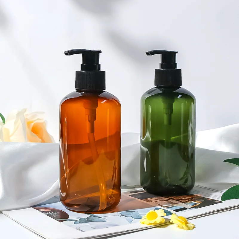 300ml 500ml Large Volume PET Plastic Bottle with Lotion Pump Plastic Cosmetic Bottle for Shampoo and Conditioner Packaging