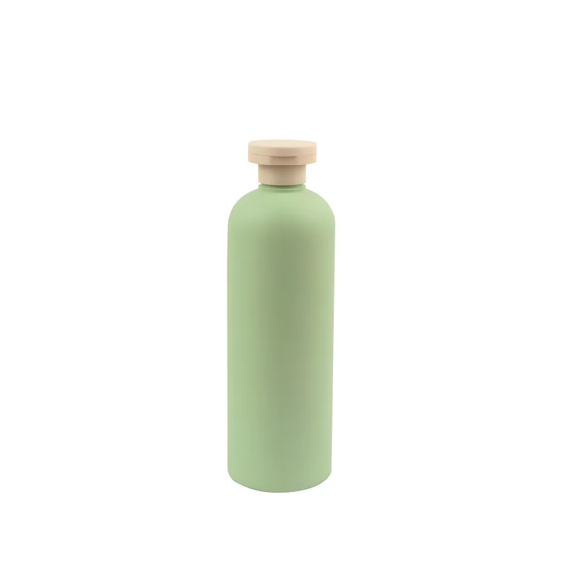 Luxury 280ml 400ml 500ml Frosted Matte Green Soft Touch Squeeze Hotel Shampoo Shower Gel Container HDPE Empty Plastic Bottle With Disc Cap