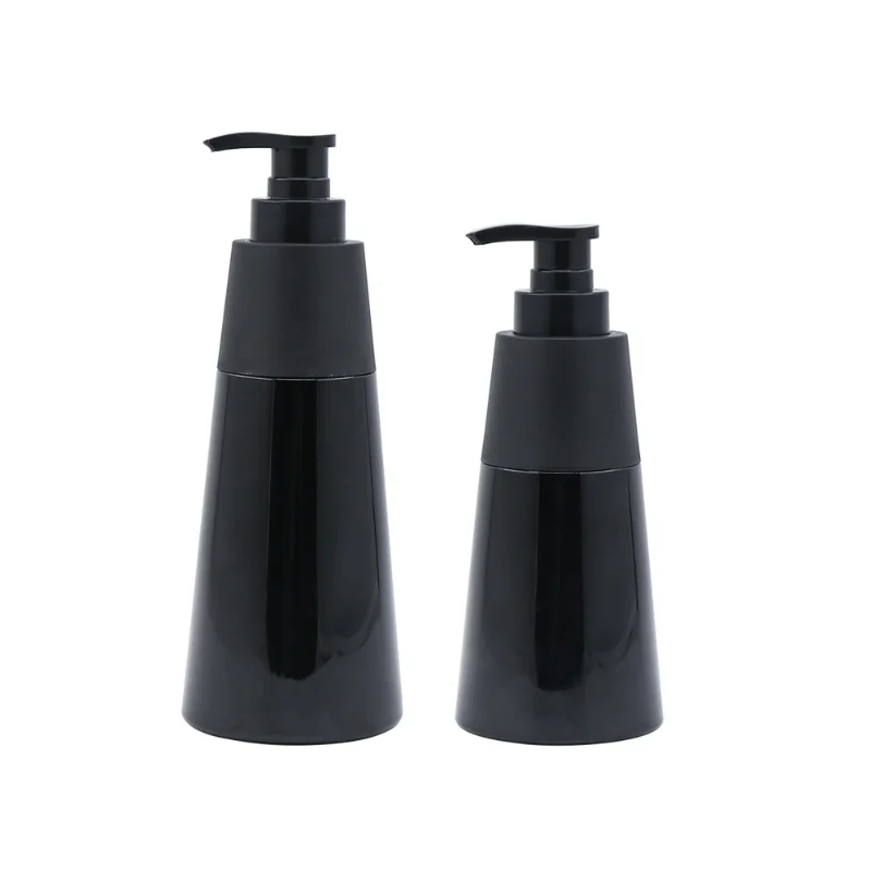High Quality 200ml 350ml Conical PET Bottle for Face Wash Shampoo Shower Gel with Upper and Lower Locking Design Packaging