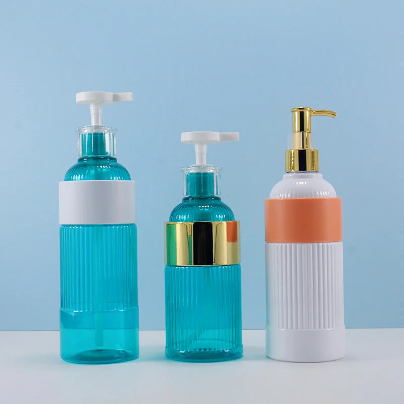 In Stock 300ml 350ml 400ml Transparent Black PET Packaging for Toiletries Hotel Bath Oil Shampoo & Body Lotion Bottles