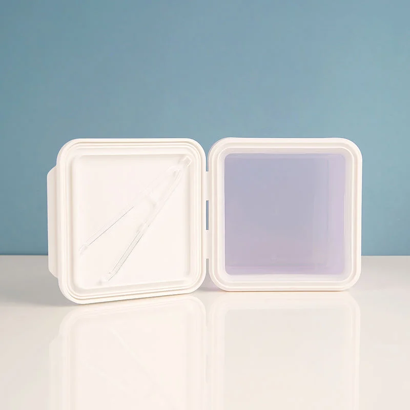 300g Square PP Plastic Cosmetic Cotton Pad Dispenser Jar Large-Capacity Cosmetic Moisturizer Jar Cotton Pad Jar With Tweezers