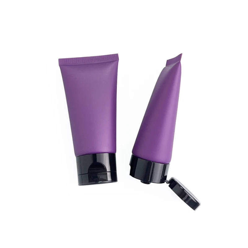 50ml Purple Matte Soft Plastic Makeup Tube Custom Logo for Facial Cleanser Skin Care Sunscreen Face Care Cosmetic