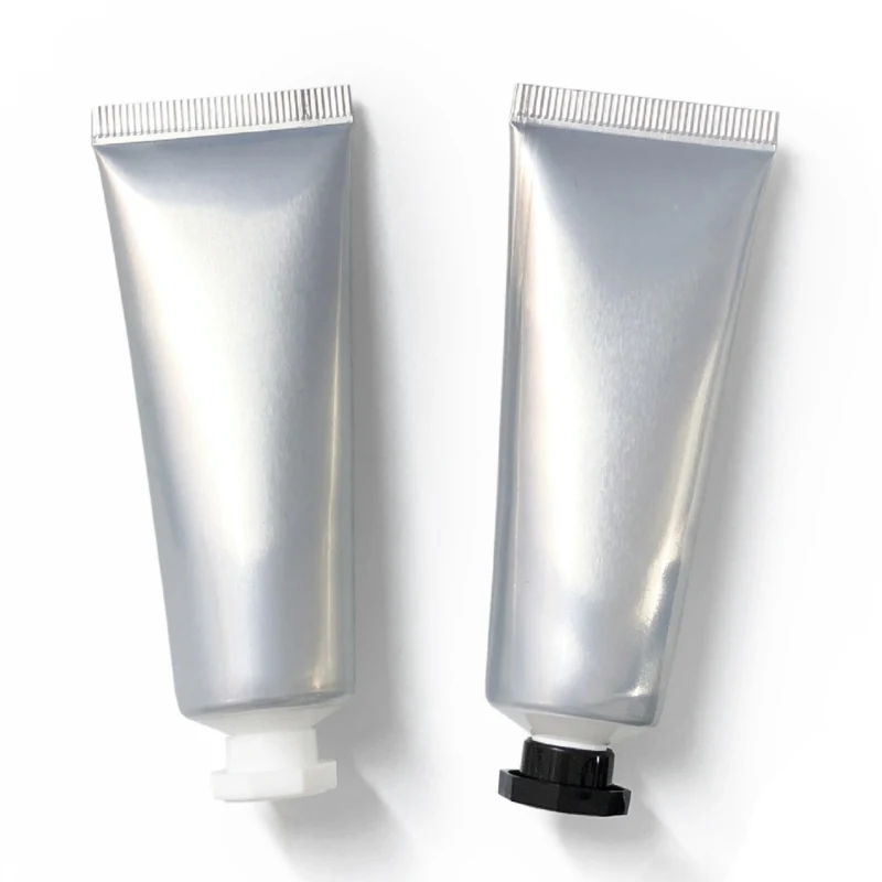 Empty 30g Silver Aluminum Cream Soft Tube Hand/face Lotion Bottles Silver Tube with Octagonal Lid Cosmetic Packaging