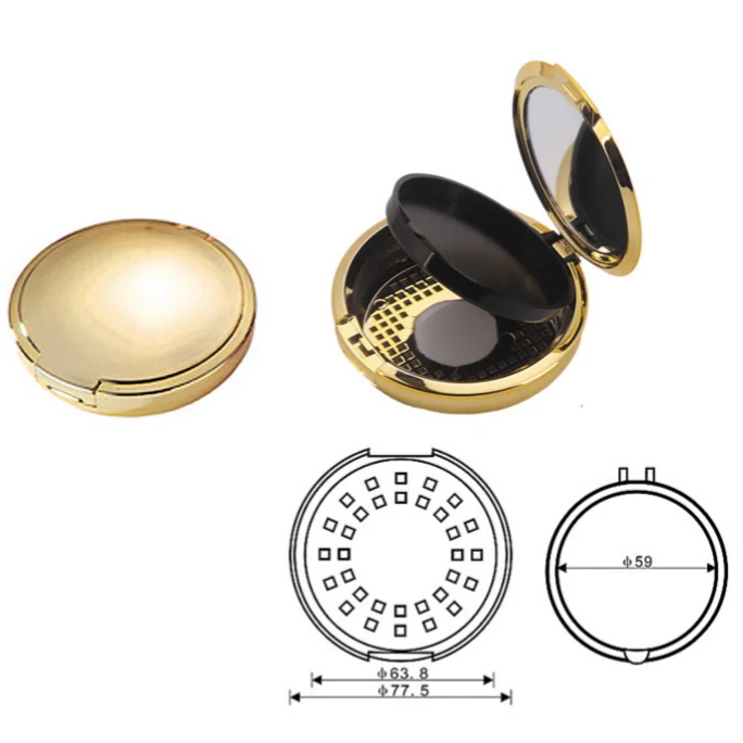 3G Loose Powder Compact White Portable Case with Mirror Cosmetics Packaging
