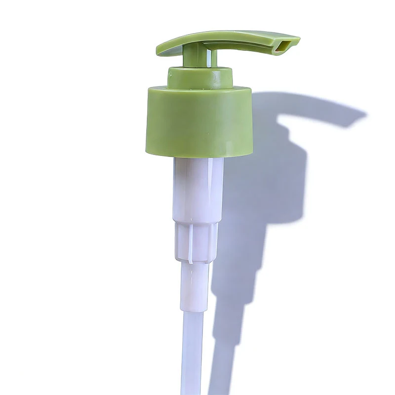 28/410 Child-Proof Security Collar Cosmetic Dispenser Pump Matte Green Plastic Lotion Pump Tamper Evident Ring Screw-On Closure