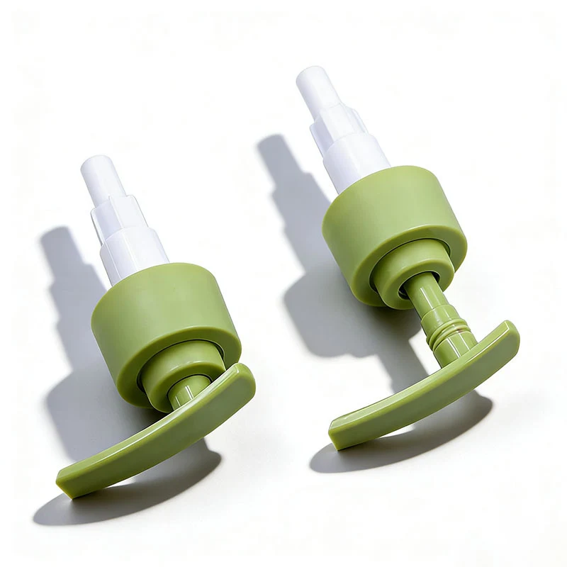 28/410 Child-Proof Security Collar Cosmetic Dispenser Pump Matte Green Plastic Lotion Pump Tamper Evident Ring Screw-On Closure