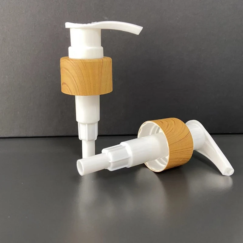 Factory Personal Care Non Spill 24/410 Water Transfer Printing PP Lotion Pump with Wood Grain Pattern 